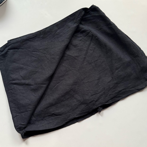 Abercrombie & Fitch Scarlett Linen Blend Wrap Mini Skort Skirt Black Medium - Picture 4 of 12
